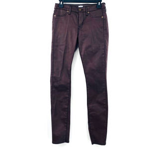 Cachè Deadstock Coated 4 Pocket Wine Skinny Strech Jeans Jegging Size 2 Wet Look